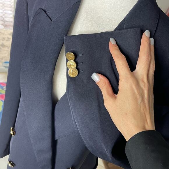 Vintage Valentino Unisex Blazer Jacket Gold Buttons Double Breast Size Large - Picture 15 of 15